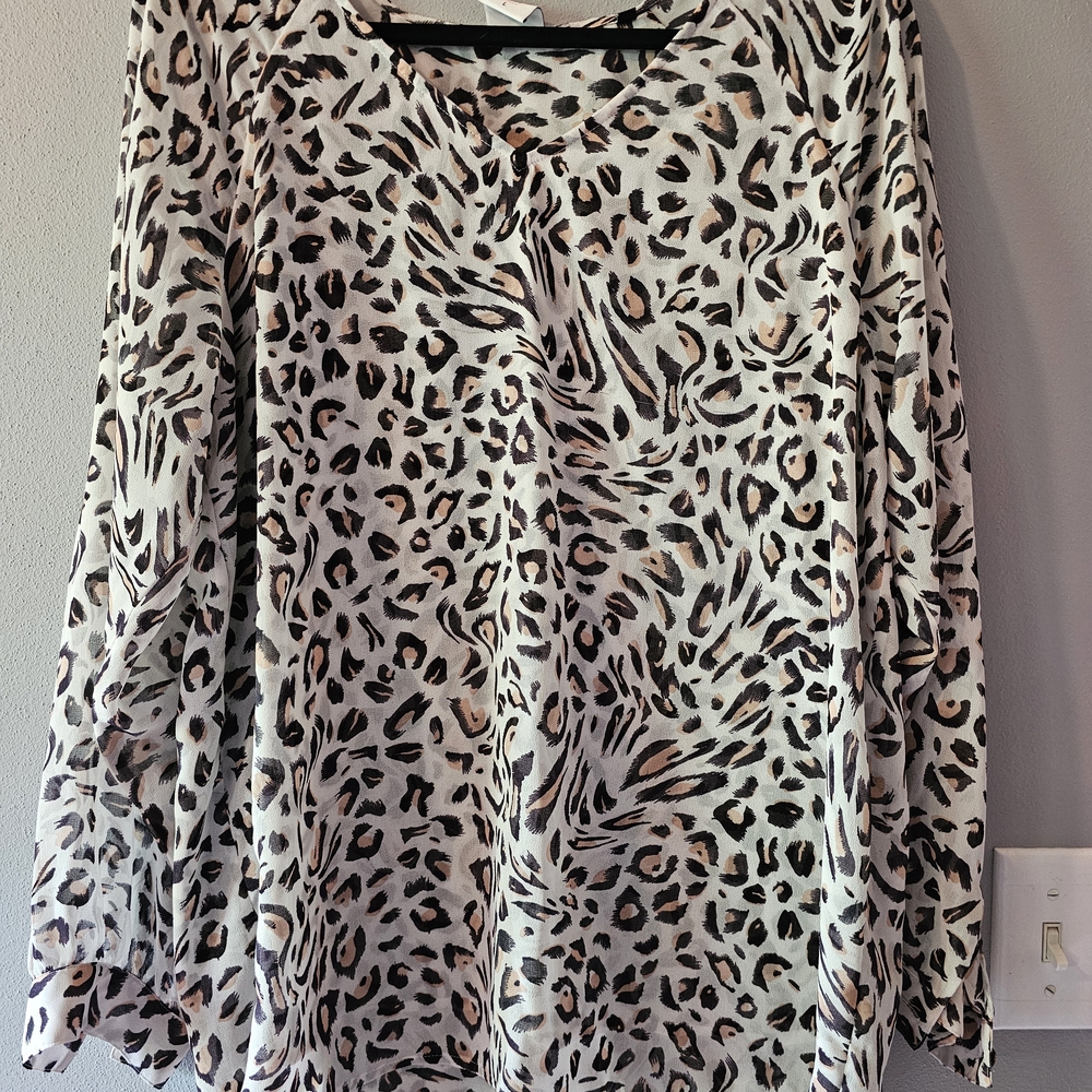 CAbi Leopard Print Blouse - Black, Brown, White